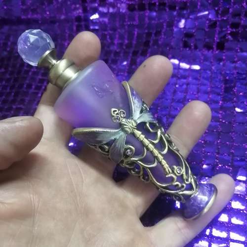 MAGNIFICENT CRYSTAL AND FROSTED GLASS PERFUME BOTTLES 3 OF 4