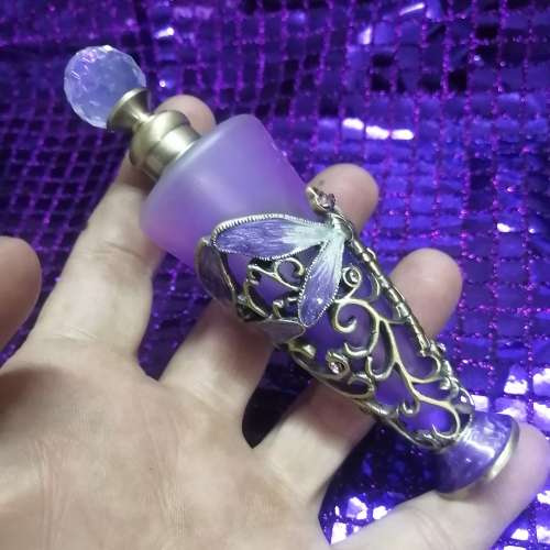 MAGNIFICENT CRYSTAL AND FROSTED GLASS PERFUME BOTTLES 3 OF 4
