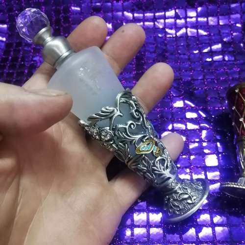 MAGNIFICENT CRYSTAL AND FROSTED GLASS PERFUME BOTTLES 4 OF 4
