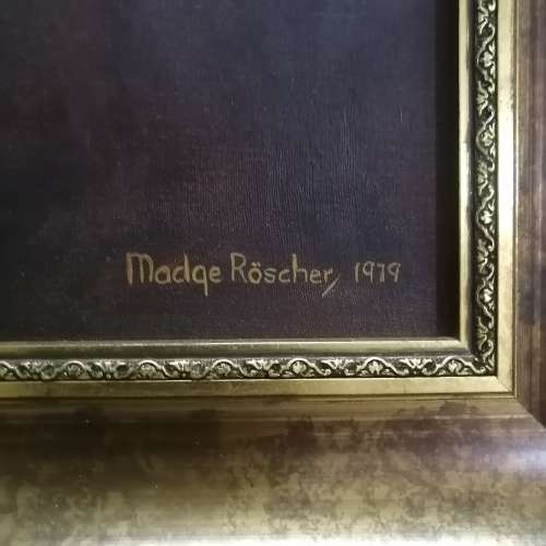 STUNNING ORIGINAL OIL ON BOARD SIGNED BY MADGE ROSCHER 1979 SIZE 630 X 730MM