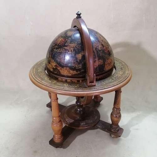 Stunning Wood AND Metal Table Top Zodiac Globe