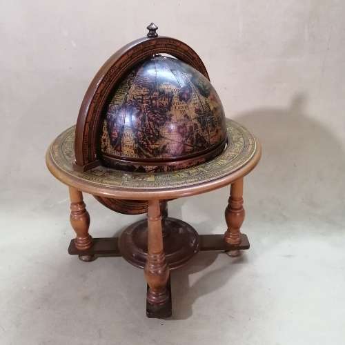 Stunning Wood AND Metal Table Top Zodiac Globe