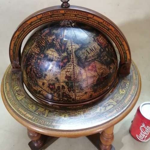 Stunning Wood AND Metal Table Top Zodiac Globe