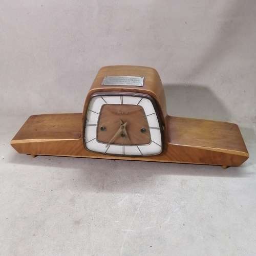 VINTAGE RAILWAY POLICE SOLID WALNUT MANTEL CLOCK WITH A GERMAN MOVEMENT - 100% TESTED WORKING