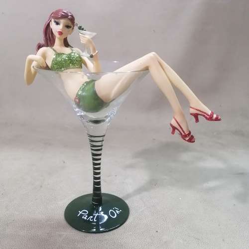 PARTY ON COCKTAIL GLASS WITH DIRTY MARTINI GIRL BY HICCUP