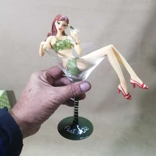 PARTY ON COCKTAIL GLASS WITH DIRTY MARTINI GIRL BY HICCUP