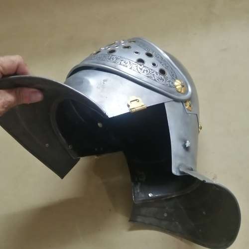 Spanish Medieval Steel Knight Helmet ~Hand - Forged in Spain ~