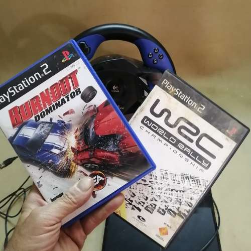 Logitech Driving Force Feedback ps2 Racing Steering Wheel and Pedals + Games