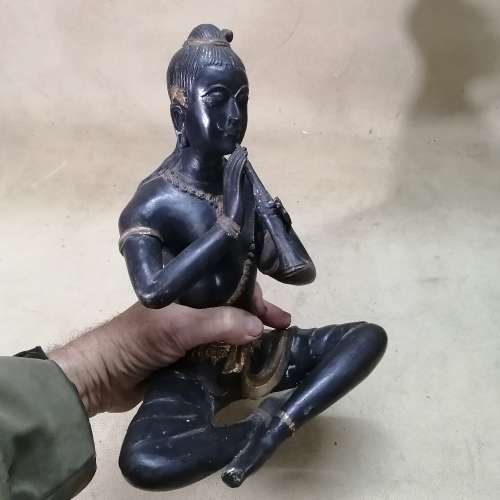19TH CENTURY ANTIQUE GILT BRONZE BUDDHA STATUE - LARGE AND HEAVY