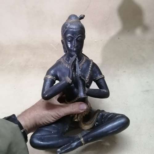 19TH CENTURY ANTIQUE GILT BRONZE BUDDHA STATUE - LARGE AND HEAVY