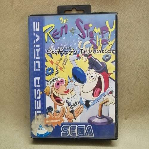 VINTAGE REN and STIMPY SEGA 16 BIT GAME DISK COMPLETE IN BOX