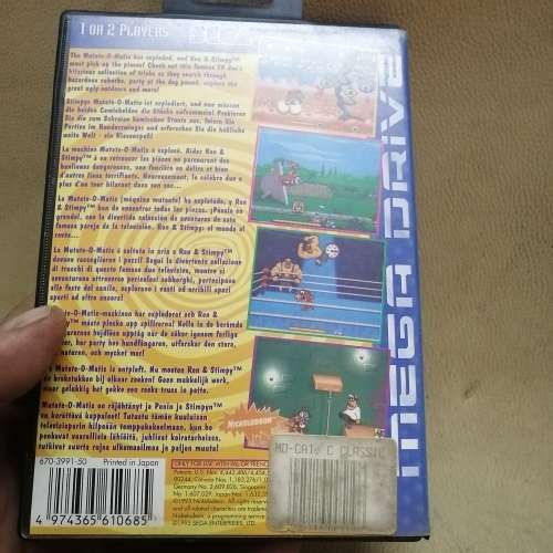 VINTAGE REN and STIMPY SEGA 16 BIT GAME DISK COMPLETE IN BOX