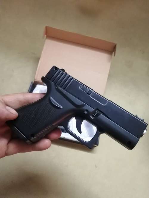 GLOCK 43 WITH SILENCER - ZINC ALLOY SHELL AIRSOFT GUN COMPLETE IN BOX