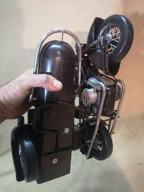 VERY LARGE TIN BMW R75 MILITARY 1930`S MOTORCYCLE WITH SIDE CAR