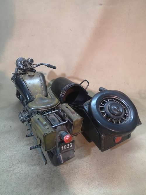 VERY LARGE TIN BMW R75 MILITARY 1930`S MOTORCYCLE WITH SIDE CAR