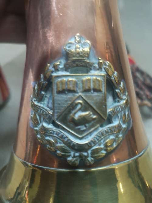 Beautiful antique trumpet of the Western Australian University Regiment