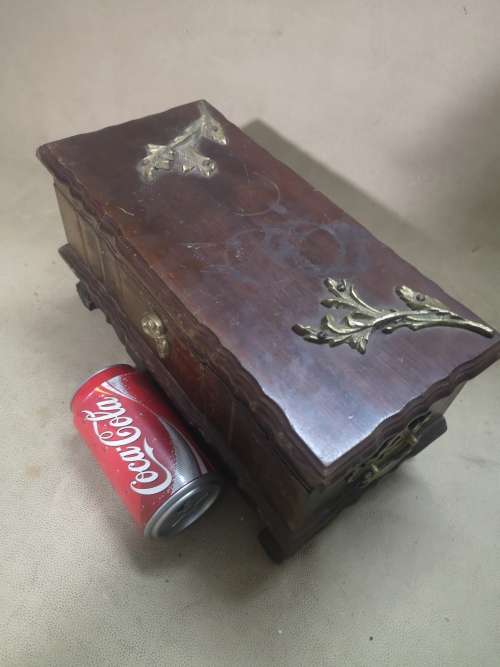 VINTAGE SOLID KIAAT BALL AND CLAW TREASURE CHEST WITH BRASS HANDLES