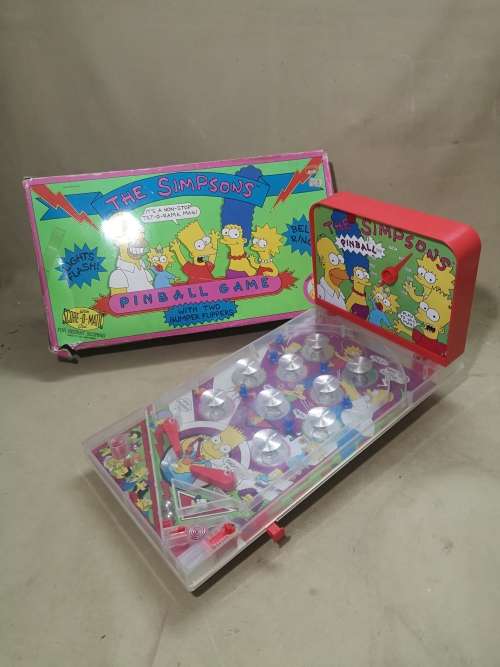 RARE VINTAGE 1990`S SIMPSONS TABLETOP PINBALL GAME - TESTED WORKING