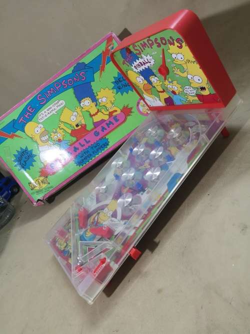 RARE VINTAGE 1990`S SIMPSONS TABLETOP PINBALL GAME - TESTED WORKING