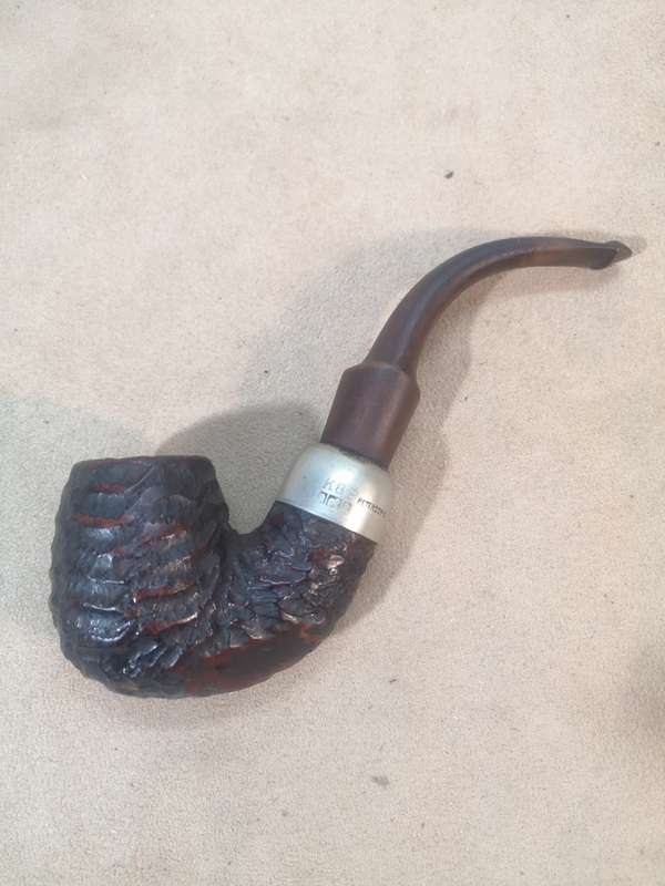 EXQUISITE ORIGINAL VINTAGE K&P PETERSON RUSTIC STERLING SILVER PIPE - 1 OF 2 ON AUCTION