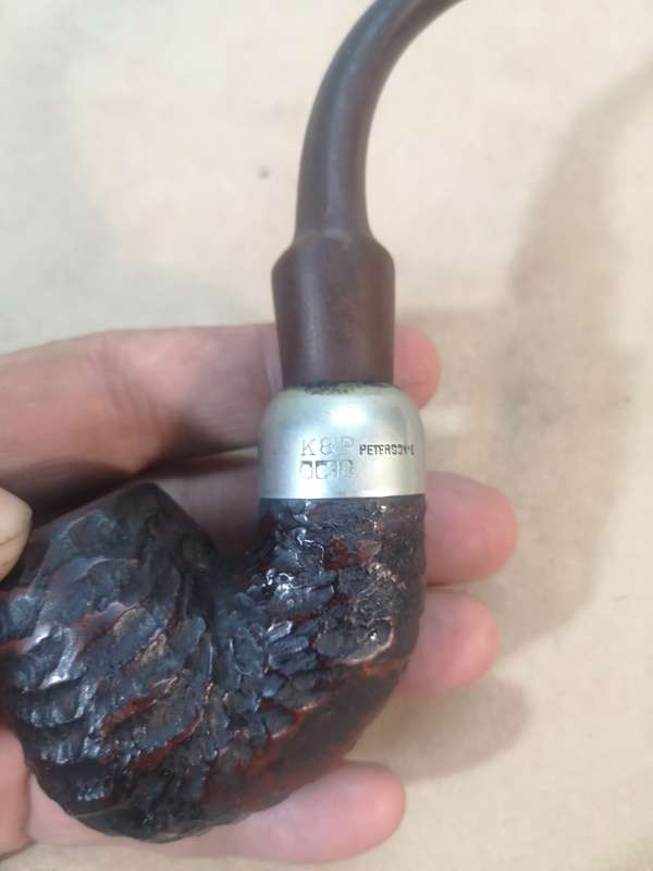 EXQUISITE ORIGINAL VINTAGE K&P PETERSON RUSTIC STERLING SILVER PIPE - 1 OF 2 ON AUCTION