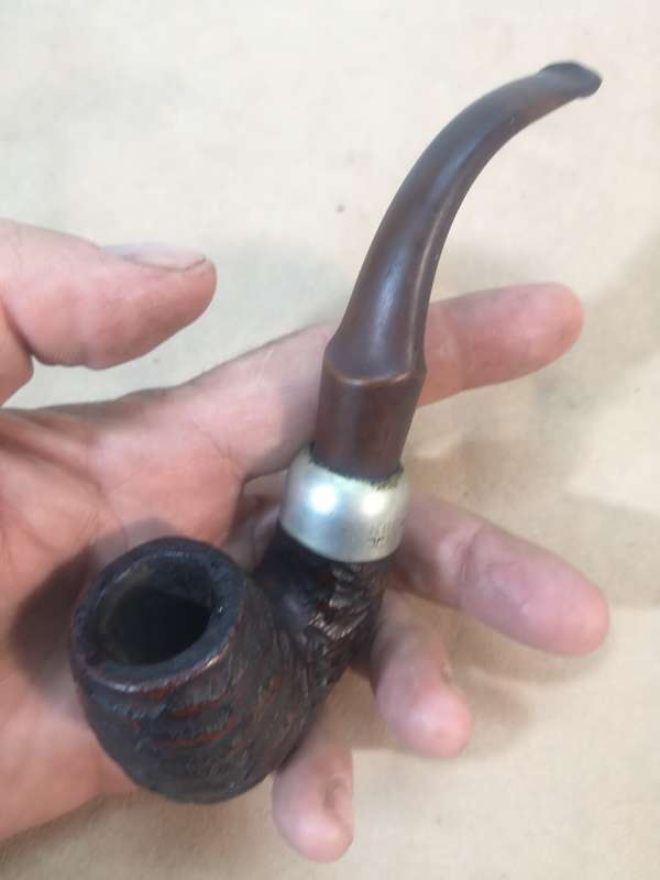 EXQUISITE ORIGINAL VINTAGE K&P PETERSON RUSTIC STERLING SILVER PIPE - 1 OF 2 ON AUCTION