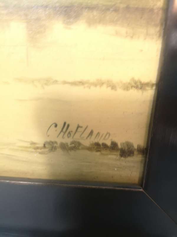 Amazing Vintage Original Hand Painted Porcelain Plaque, C Hofland