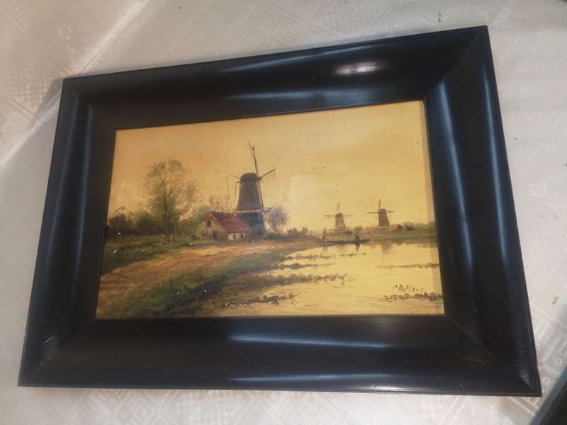 Amazing Vintage Original Hand Painted Porcelain Plaque, C Hofland