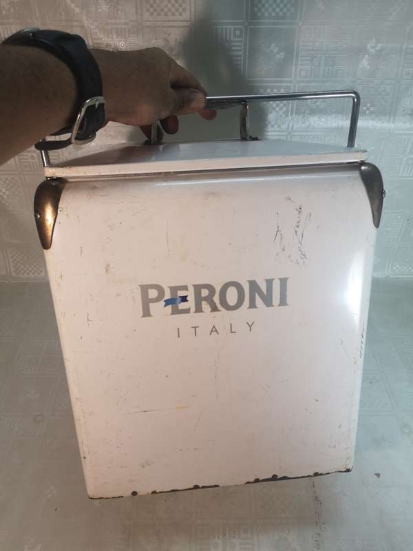 Magnificent Vintage Steel Peroni Italy Cooler Box With Opener