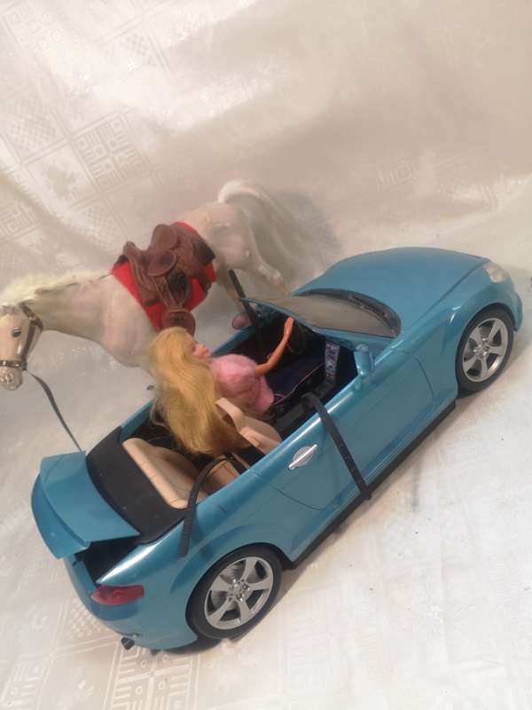 ORIGINAL BARBIE WITH CAR AND HORSE