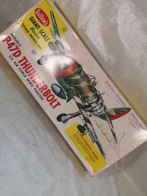 GIANT SCALE P - 47D THUNDERBOLT BALSA FLYING MODEL KIT WITH BRAND NEW RC METHANOL ENGINE