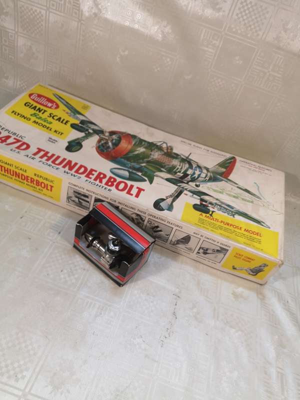 GIANT SCALE P - 47D THUNDERBOLT BALSA FLYING MODEL KIT WITH BRAND NEW RC METHANOL ENGINE