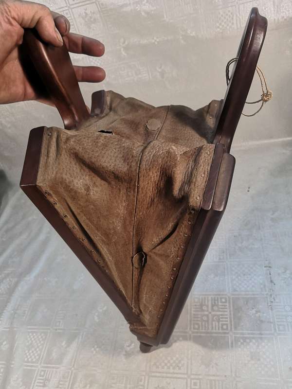 Antique 19th C Large (580mm long) Fireside Carved Wood & Leather Fire Bellows