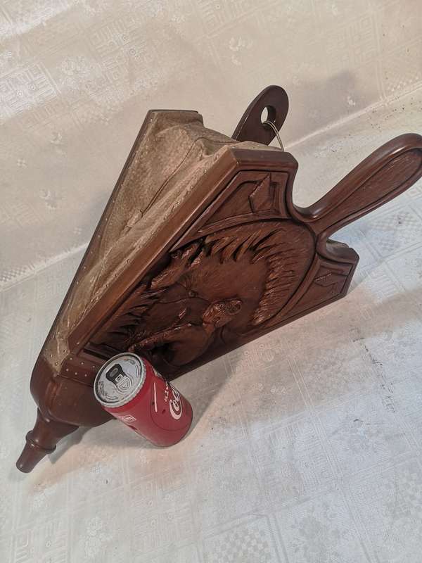 Antique 19th C Large (580mm long) Fireside Carved Wood & Leather Fire Bellows