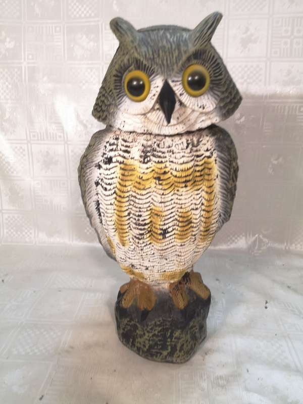 Scare Doves, Squirrels, And Mice Away With This Realistic Fake Owl Statue - Rotating bobble Head