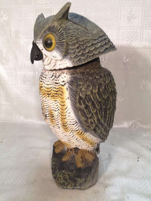 Scare Doves, Squirrels, And Mice Away With This Realistic Fake Owl Statue - Rotating bobble Head