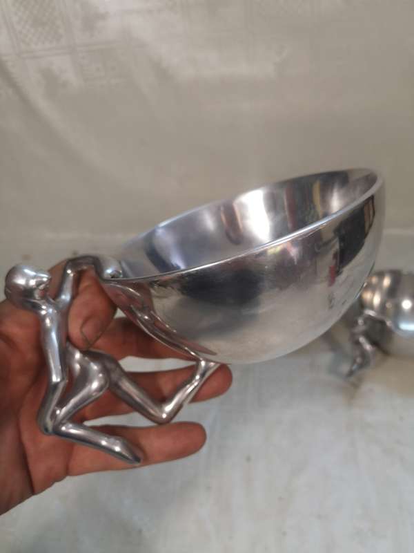 Stunning Original Kaleidoscope Design Pewter Serving Bowl Set