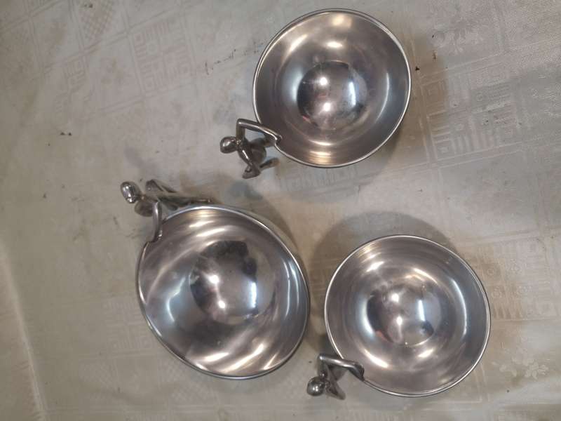 Stunning Original Kaleidoscope Design Pewter Serving Bowl Set