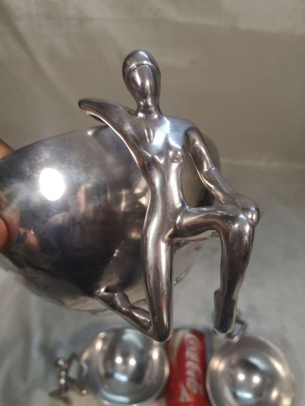Stunning Original Kaleidoscope Design Pewter Serving Bowl Set