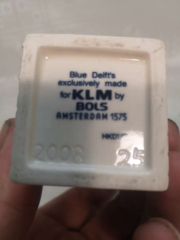 Vintage Blue Delft`s Made for KLM by Bols Royal Distilleries Mini Liquor Bottle No 25