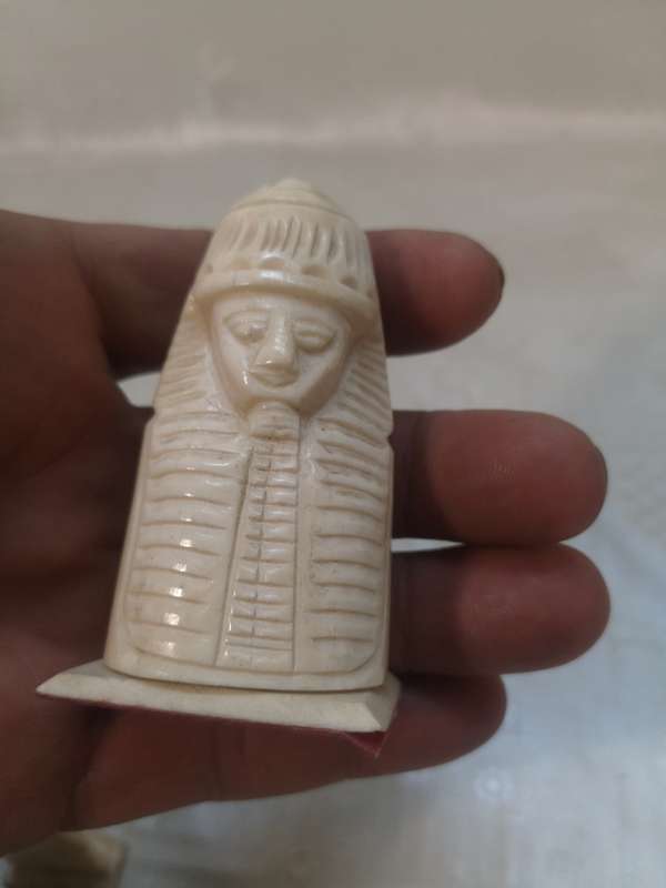 Vintage Carved Camel Bone Egyptian Chess Set