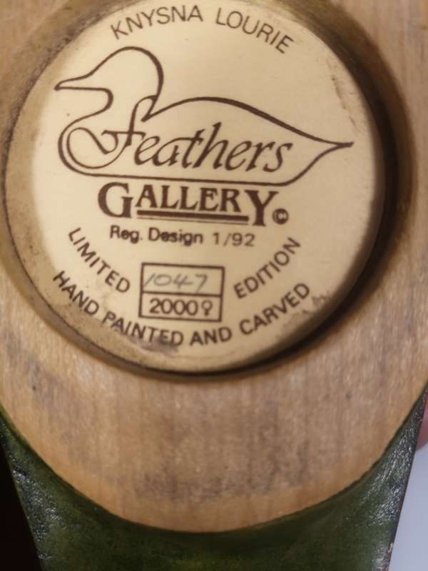 FEATHERS GALLERY KNYSNA LIMITED EDITION NO 1047 FEMALE KNYSNA LOERIE HAND CRAFTED VINTAGE 1993