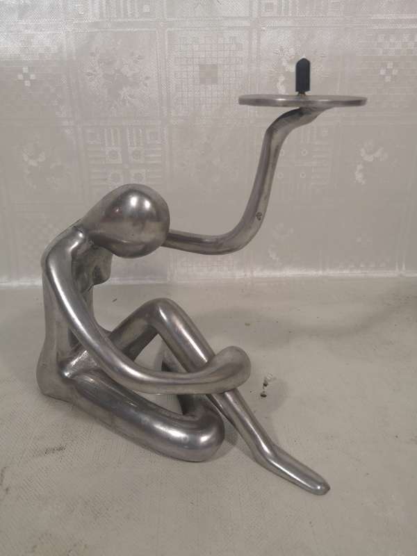 STUNNING SILVER METAL NAKED LADY CANDLE HOLDER
