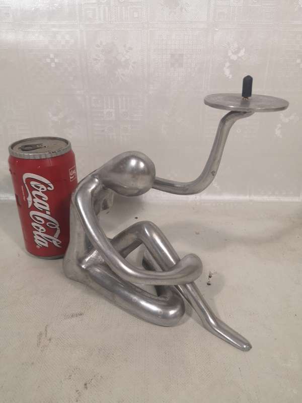 STUNNING SILVER METAL NAKED LADY CANDLE HOLDER