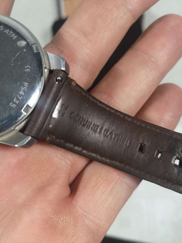Fossil Mens Watch Grant Chronograph FS4735 - Silver & Cream Dial - Leather Strap