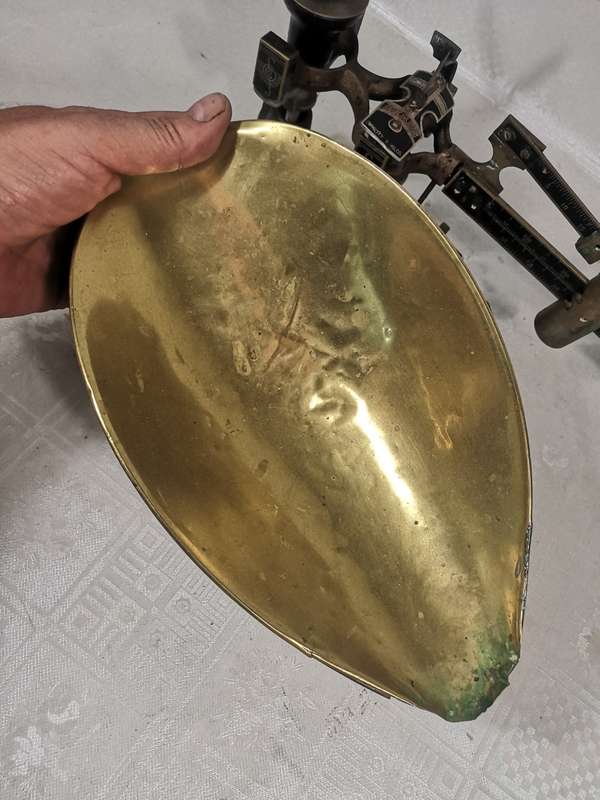 Antique Pharmaceutical Ohaus Scale Brass Pan 2 Kilo Capacity, Seedburo Equipment Co. Chicago