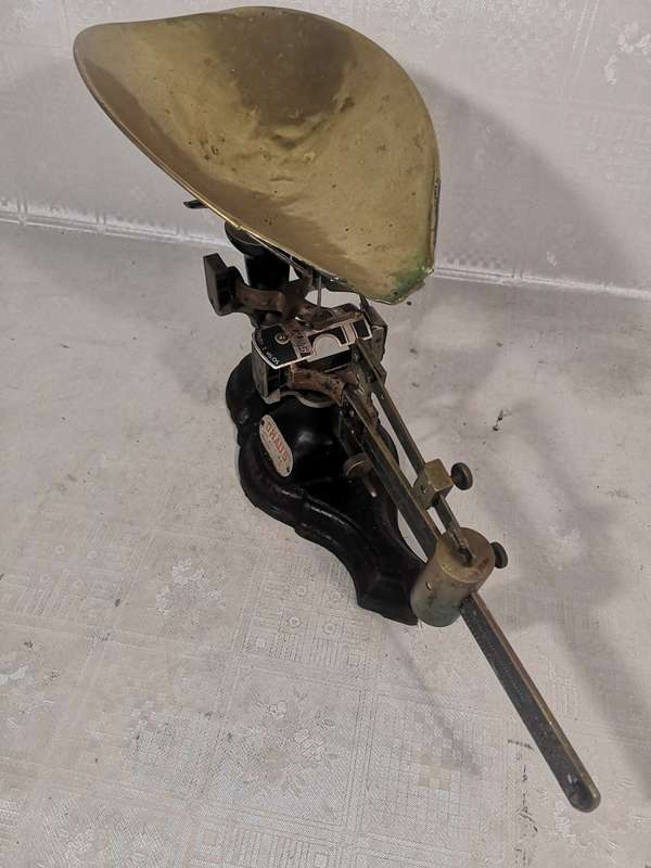 Antique Pharmaceutical Ohaus Scale Brass Pan 2 Kilo Capacity, Seedburo Equipment Co. Chicago