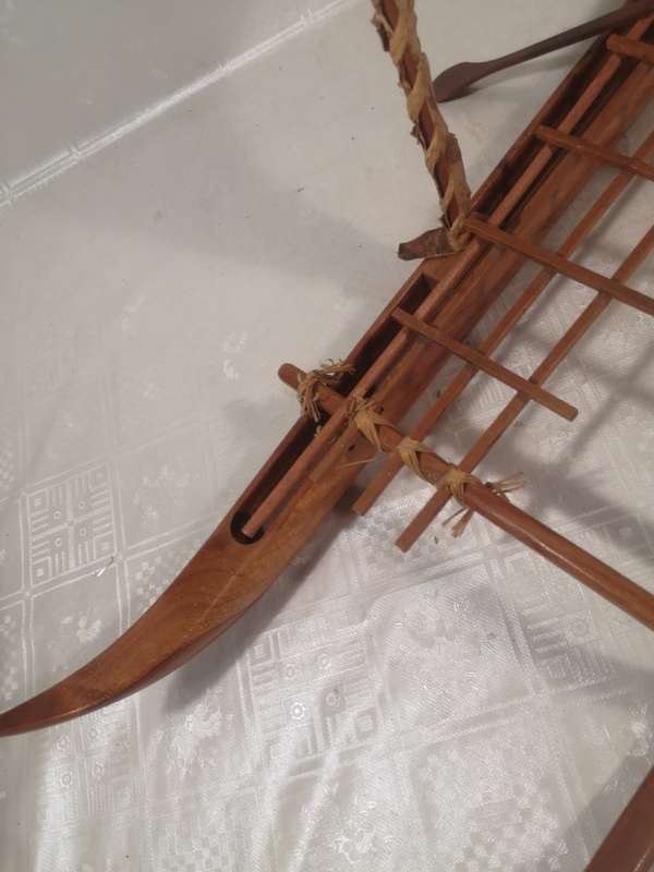 Gigantic Handcrafted Vintage Koa Wood Hawaii Outrigger Canoe 880mm long & 720mm High