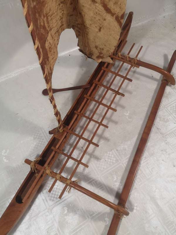 Gigantic Handcrafted Vintage Koa Wood Hawaii Outrigger Canoe 880mm long & 720mm High