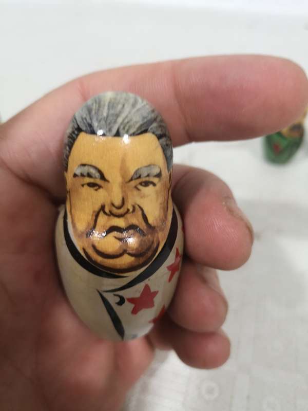 5 piece Russian Leaders nesting doll set Yeltsin, Gorbachev